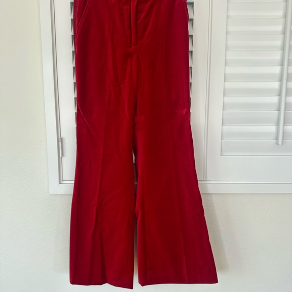 Reiss Crimson Velvet Wide-Leg Trousers - Picture 2 of 10